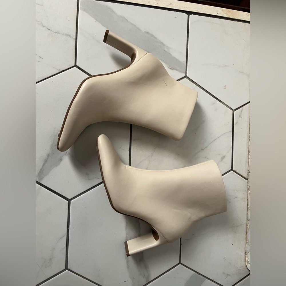 Alfani Cream Block Heel Ankle Booties